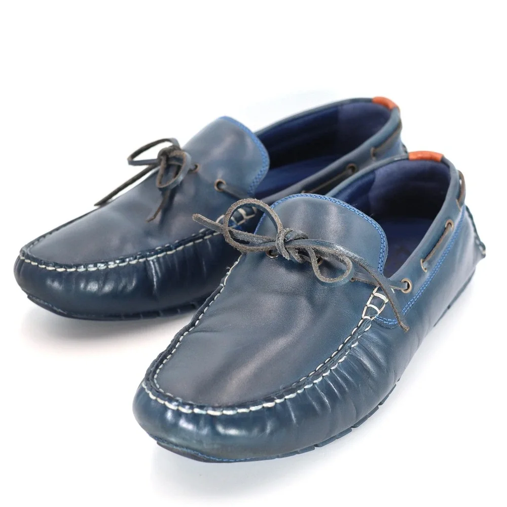 Cole Haan Zerogrand Loafers Mens 10.5 Navy Blue Leather Driving Shoes Casual
